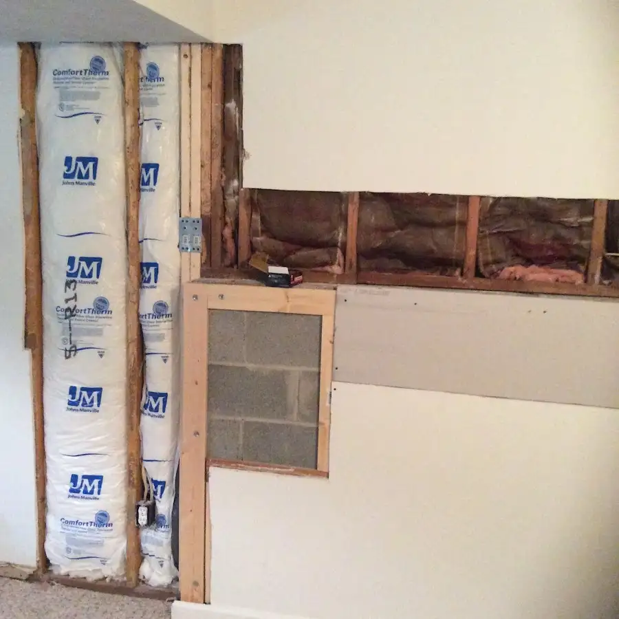 Wall insulation replacement during Contents Cleaning & Restoration in Tewksbury